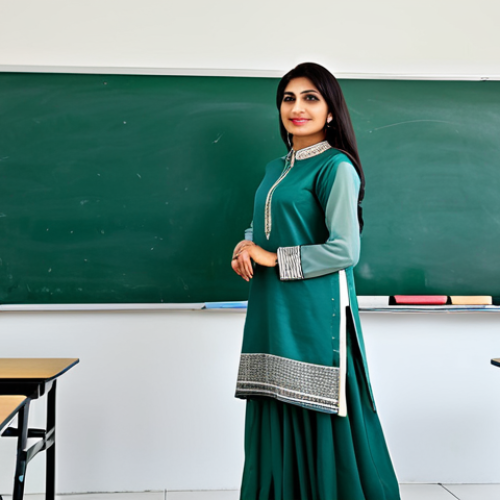 Home 17 **
"A professional Pakistani educator in modest, traditional shalwar kameez, standing in front of a whiteboard in a modern classroom setting, fully clothed, appropriate attire, safe for work, perfect anatomy, natural proportions, clear and educational, professional photography, high quality"
**