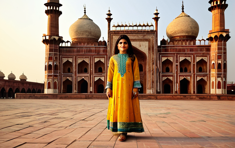 **Prompt:** A Pakistani woman in a beautifully embroidered shalwar kameez, standing in front of the Badshahi Mosque in Lahore. Golden hour lighting, intricate details, warm colors, professional photography, high quality, safe for work, appropriate content, fully clothed, modest, family-friendly. Perfect anatomy, correct proportions, natural pose, well-formed hands, proper finger count, natural body proportions.